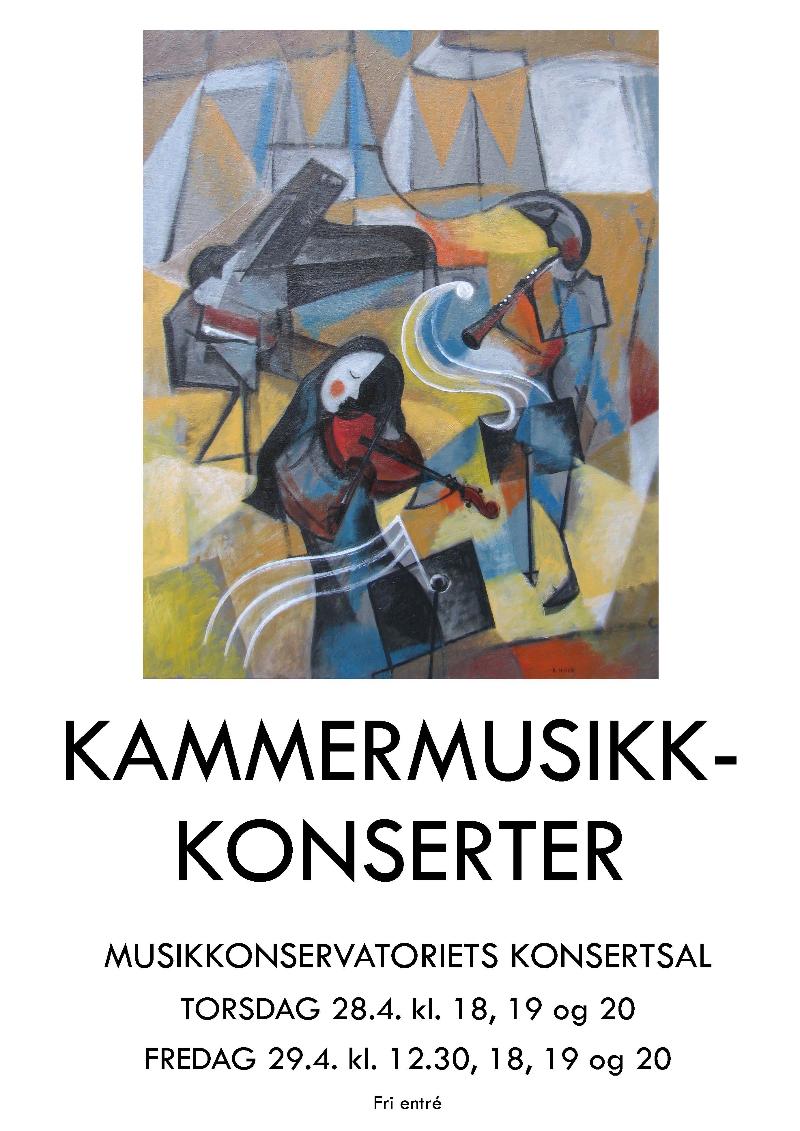 Plakat for Musikkonservatoriets konserter med kammermusikk 28. -29. april